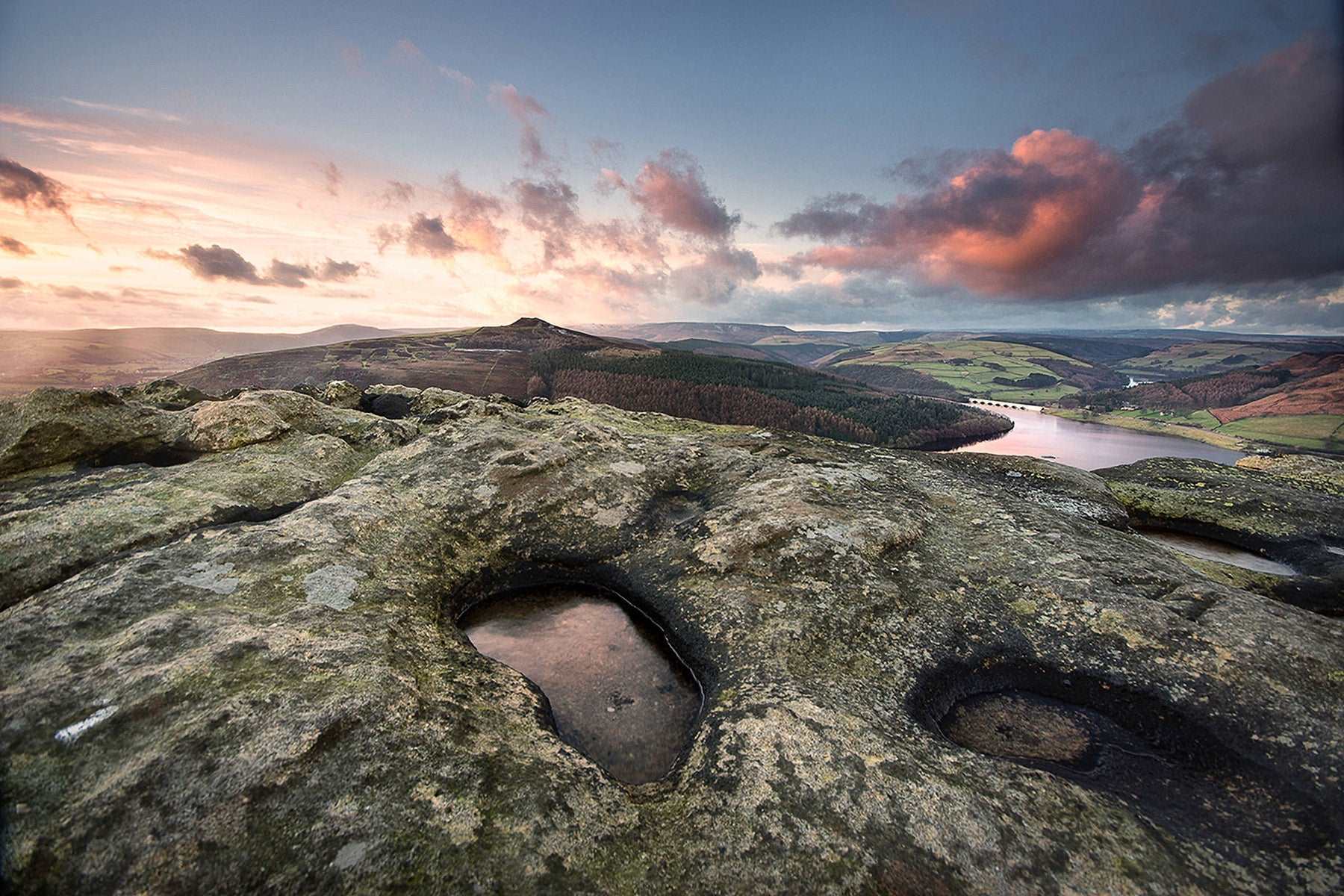 Bamford Edge Sunset Greeting Card - Phil Sproson Photography