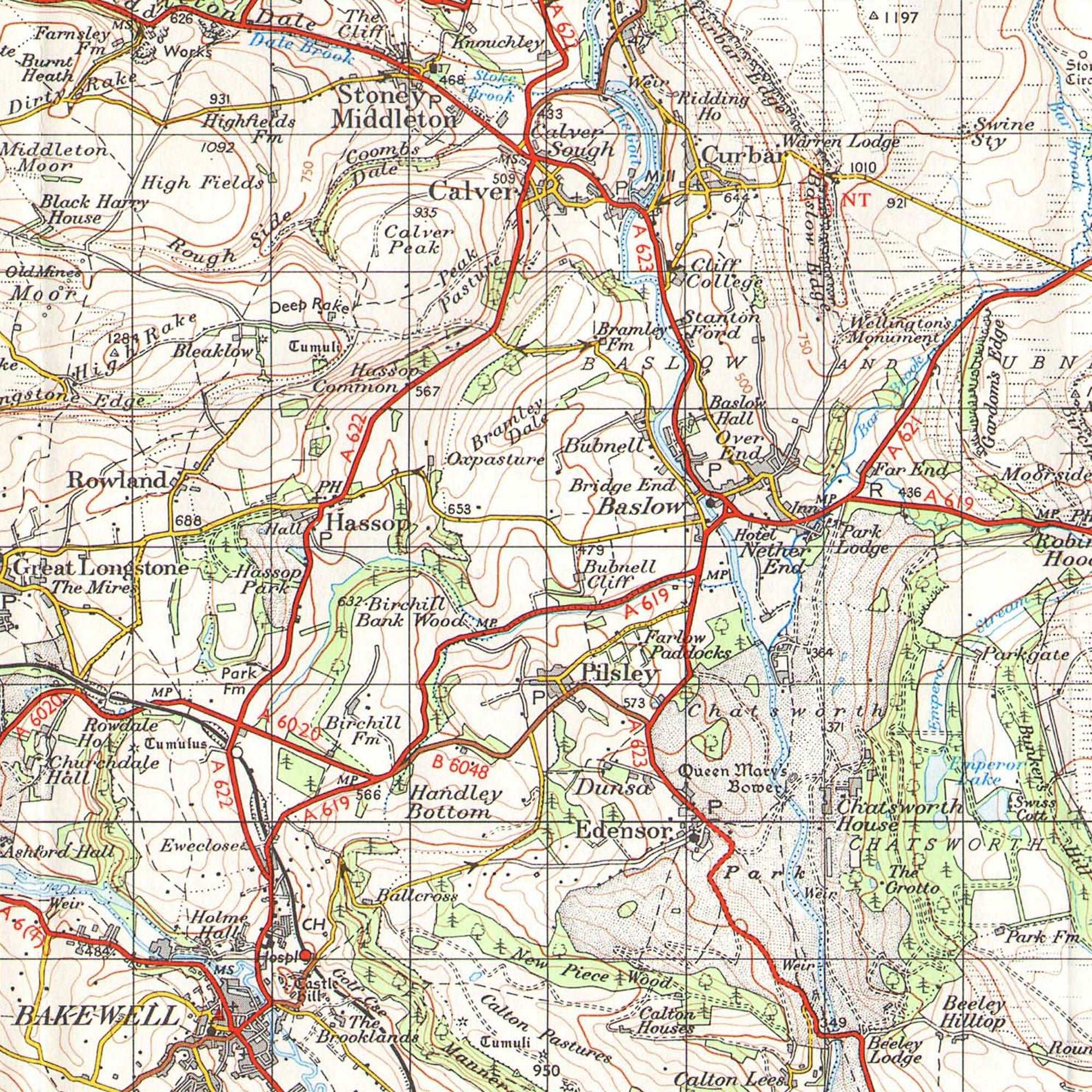Baslow 1 inch to 1 mile 1962 Ordnance Survey - Phil Sproson Photography