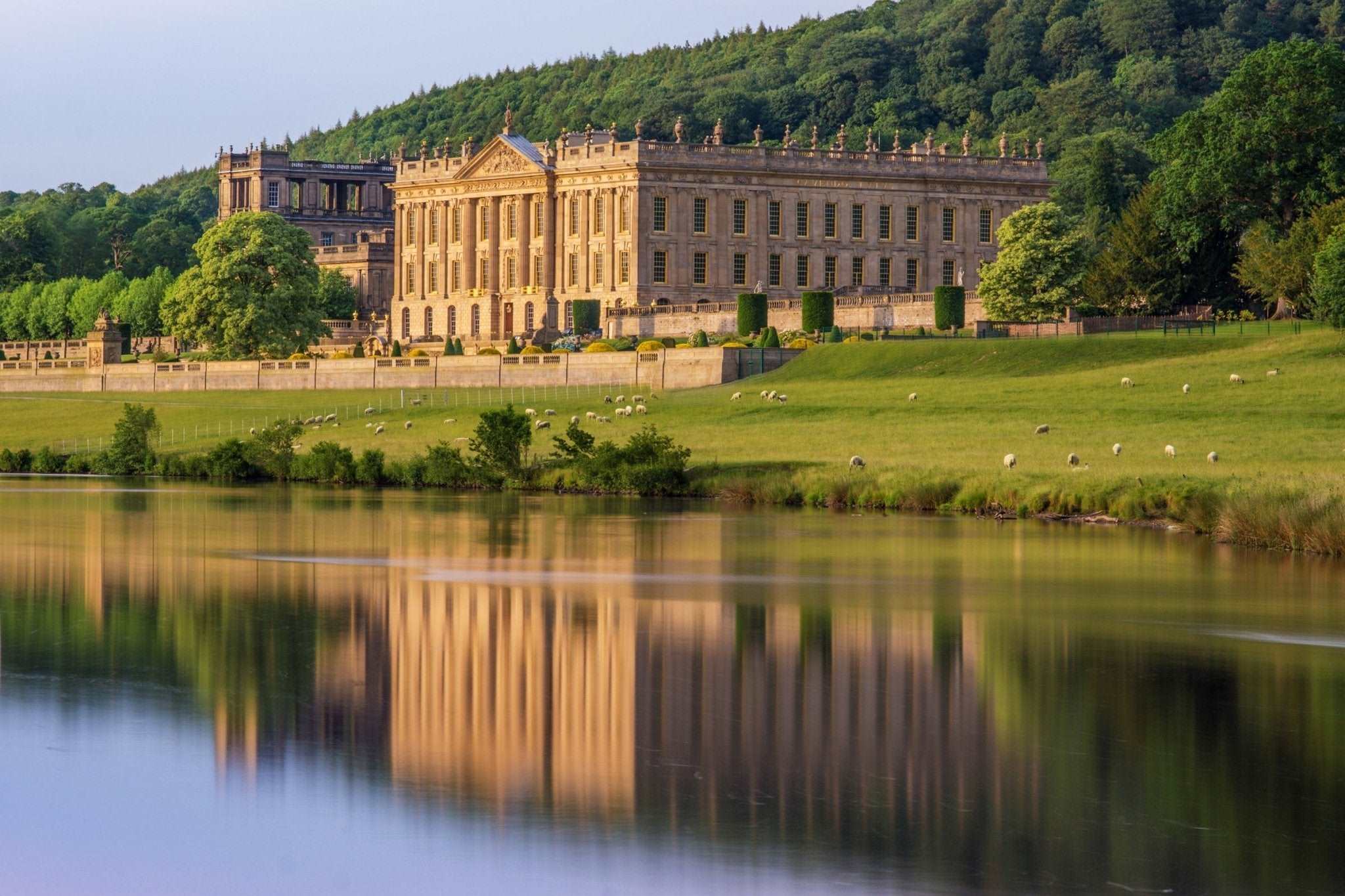 Chatsworth in Reflection Greeting Card - Phil Sproson Photography