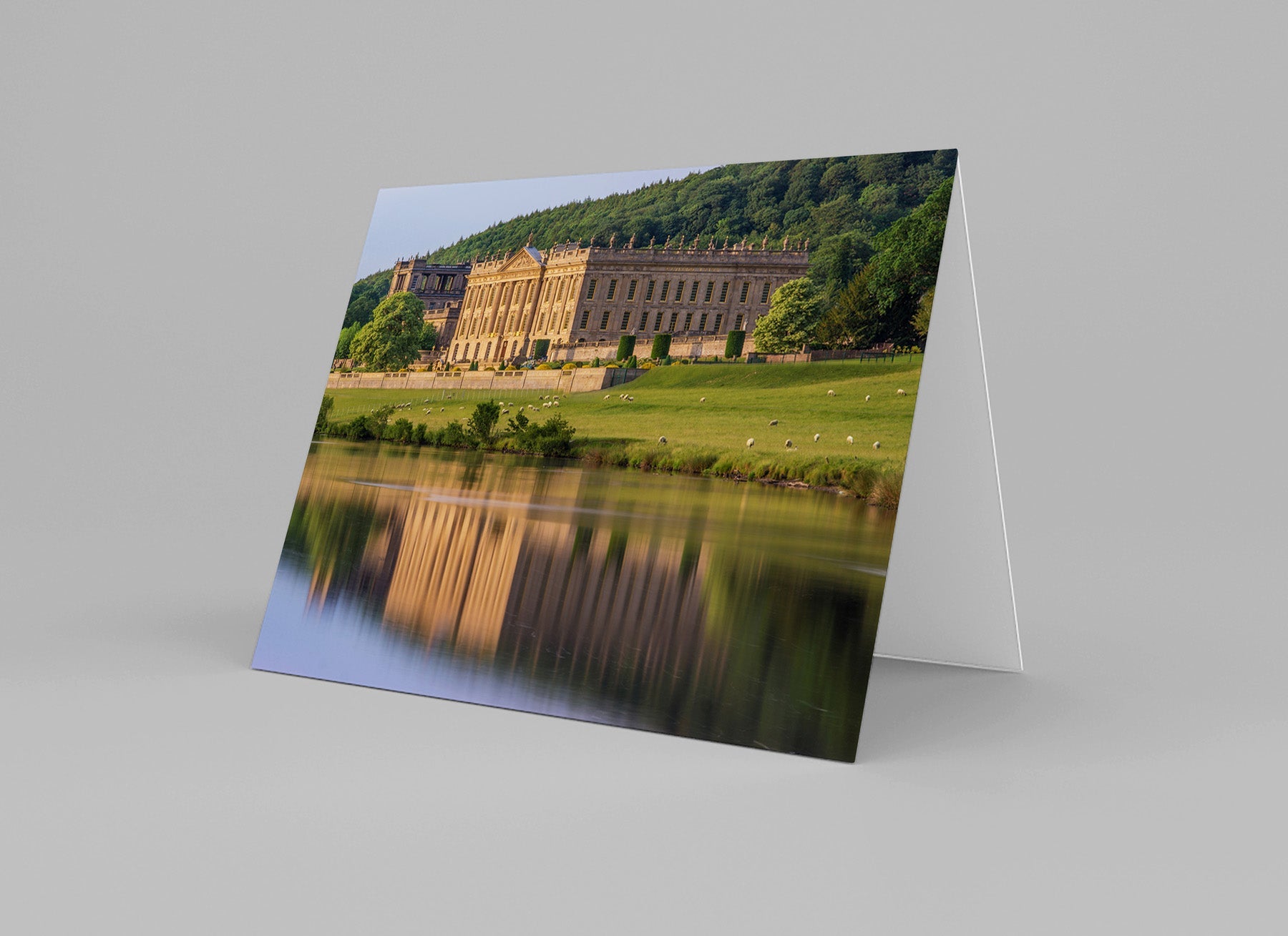 Chatsworth in Reflection Greeting Card - Phil Sproson Photography