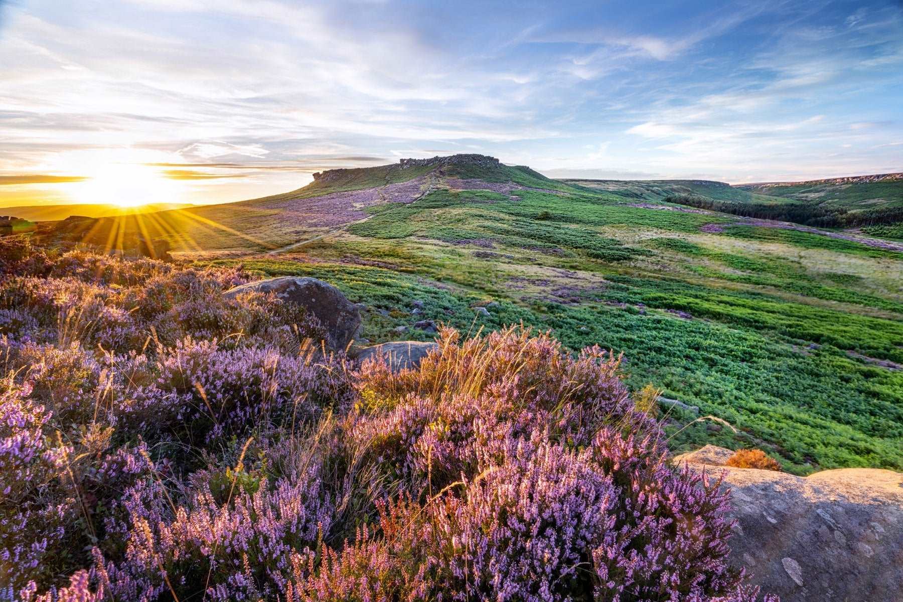 Heather Clad Carl Wark at Sunset Greeting Card - Phil Sproson Photography