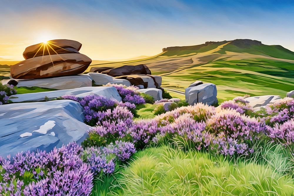 Heather-Clad Carl Wark at Sunset