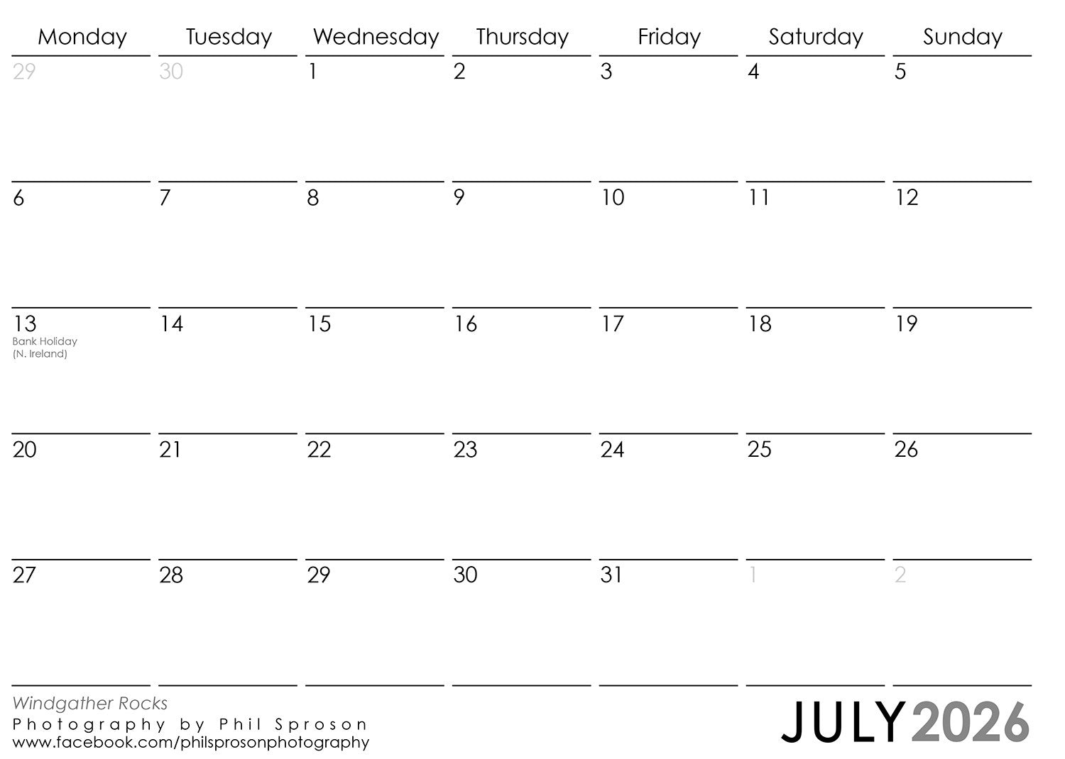 Peak District Calendar 2026