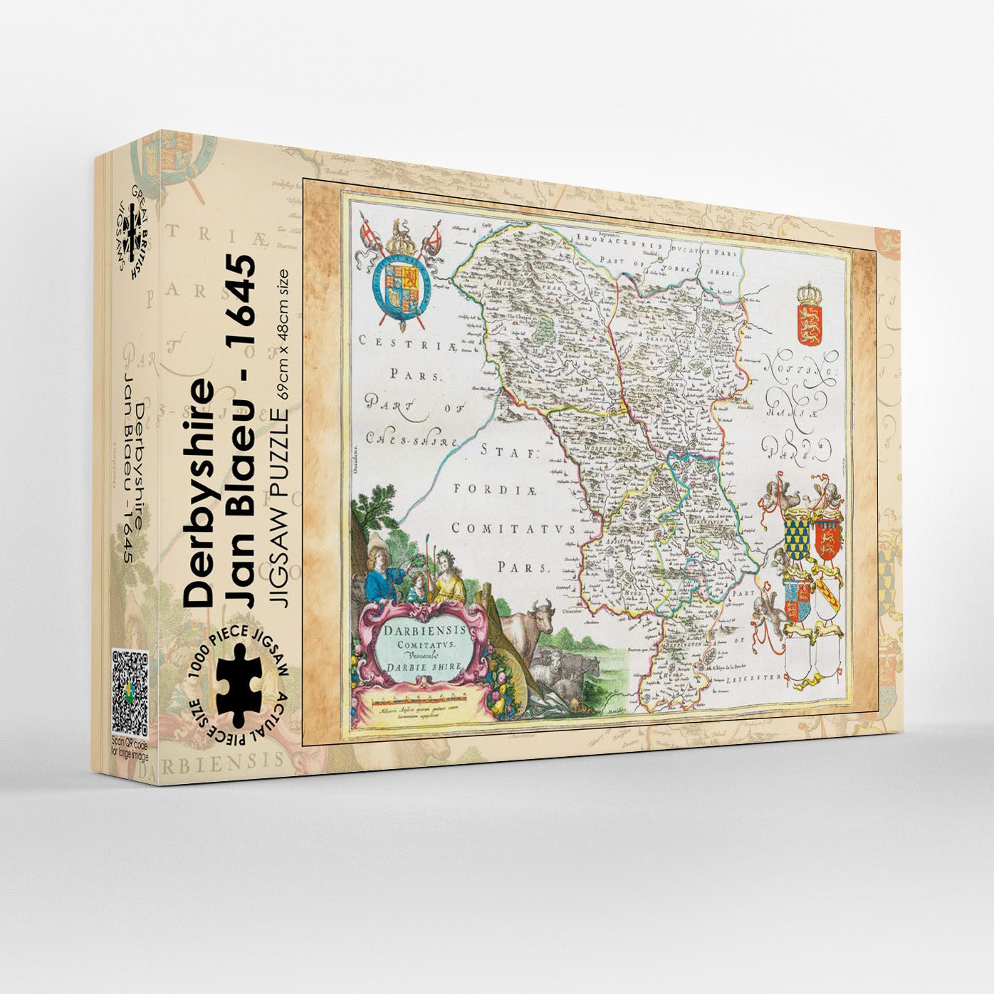 Jan Blaeu Derbyshire Map (1645) - 1000 Piece Jigsaw [PRE-ORDER] - Phil Sproson Photography