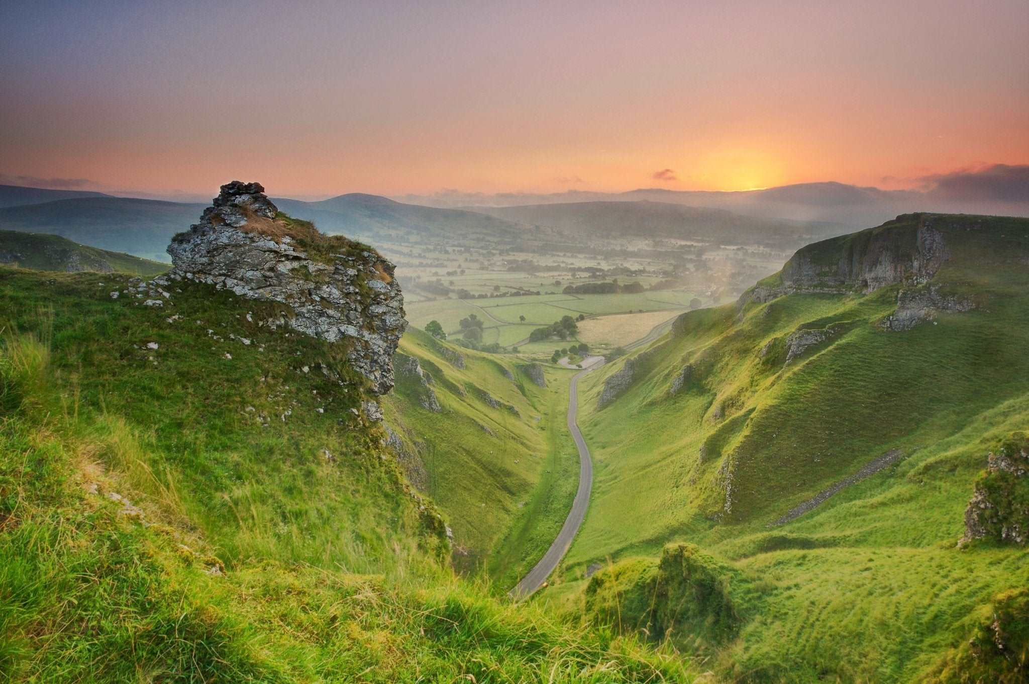 Winnats Pass Sunrise Greeting Card - Phil Sproson Photography