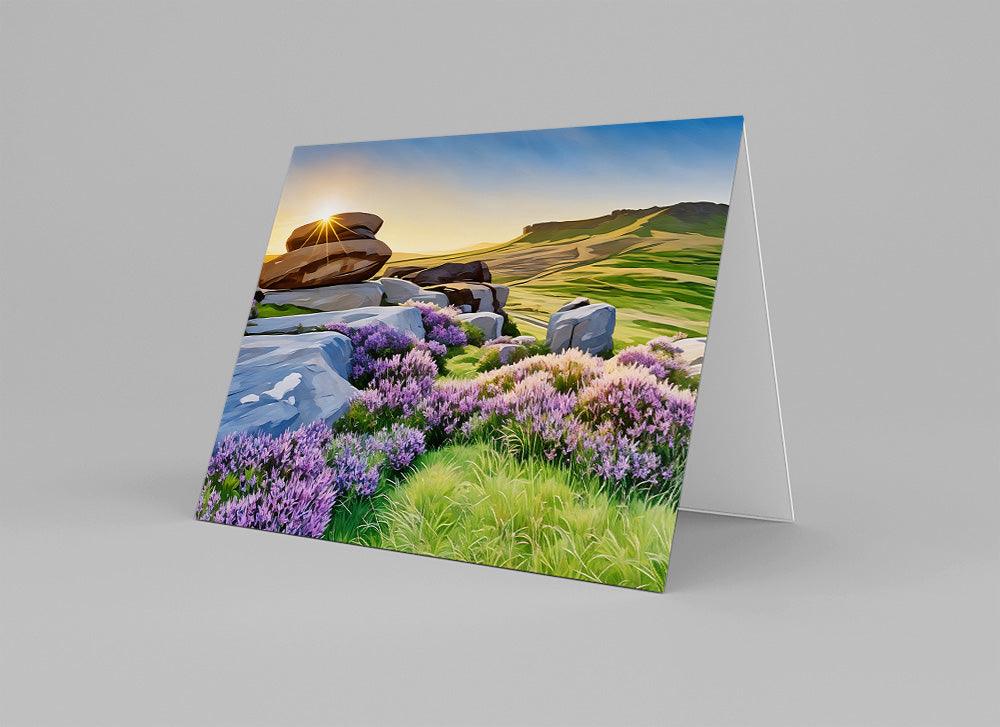 Heather-Clad Carl Wark at Sunset Art Greeting Card