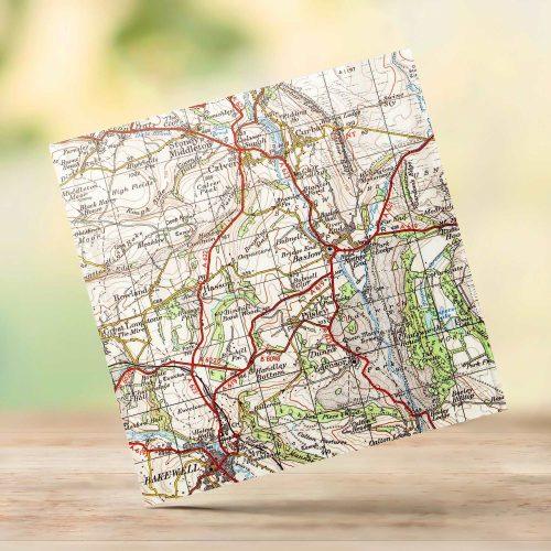 Baslow Vintage Ordnance Survey Greeting Card