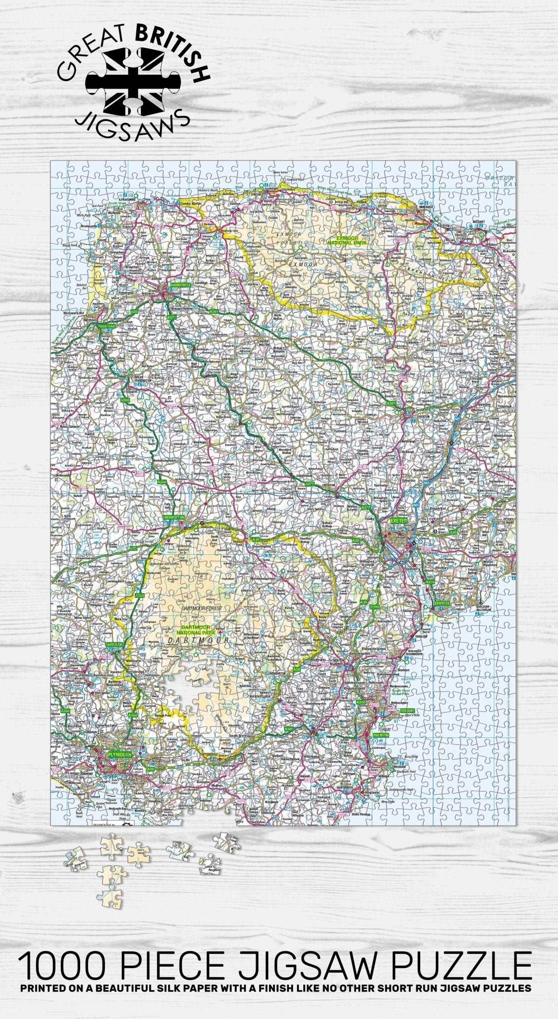 Dartmoor and Exmoor Map 1000 Piece Jigsaw - Image 2